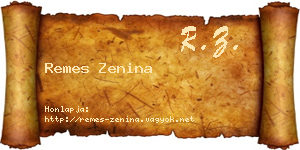 Remes Zenina névjegykártya